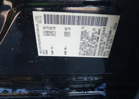 2011 Nissan Maxima 3.5 Sv from USA, damaged, VIN 1N4AA5AP7BC857644